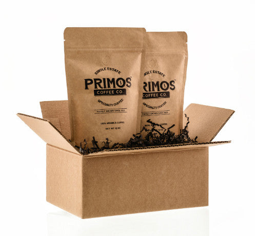 Primos Coffee Company is single estate specialty coffee that has been family grown since 1929. Gift box includes 2 bags of coffee or 2 k-cups. It comes in a 12 ounce resealable bag in either medium roast or dark roast. Grind choices include coarse grind for French press, medium grind for drip brewing or fine grind for espresso. Gifts can be a mixture of roasts.Shipping is free.